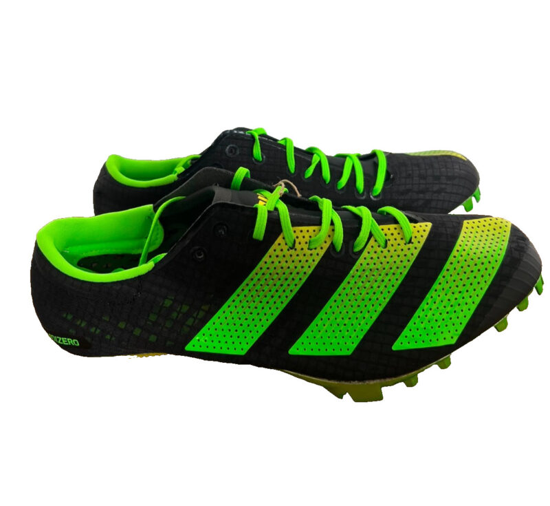 adidas Adizero Finesse Athletics Sprint Spikes Track Shoes - Black /Green UK 7.5