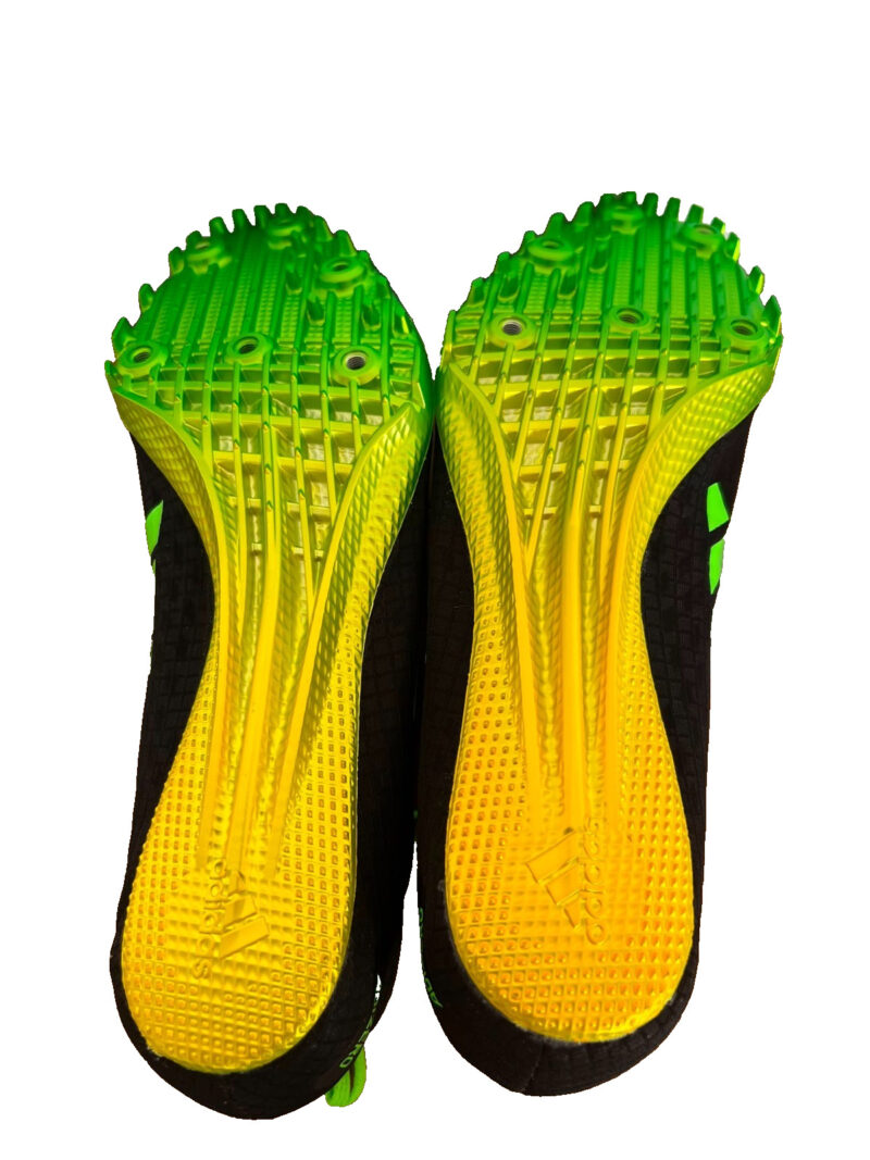adidas Adizero Finesse Athletics Sprint Spikes Track Shoes - Black /Green UK 7.5