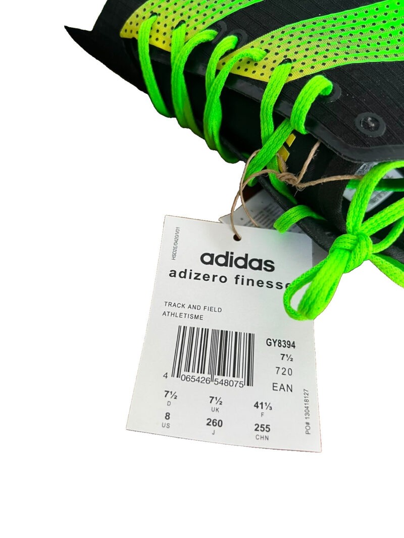 adidas Adizero Finesse Athletics Sprint Spikes Track Shoes - Black /Green UK 7.5