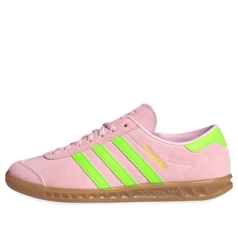 adidas Hamburg W JS0683 Clear Pink/Solar Green/Gold Metallic - official stock image, side adidas Hamburg W JS0683 Clear Pink/Solar Green/Gold Metallic - official stock image, side