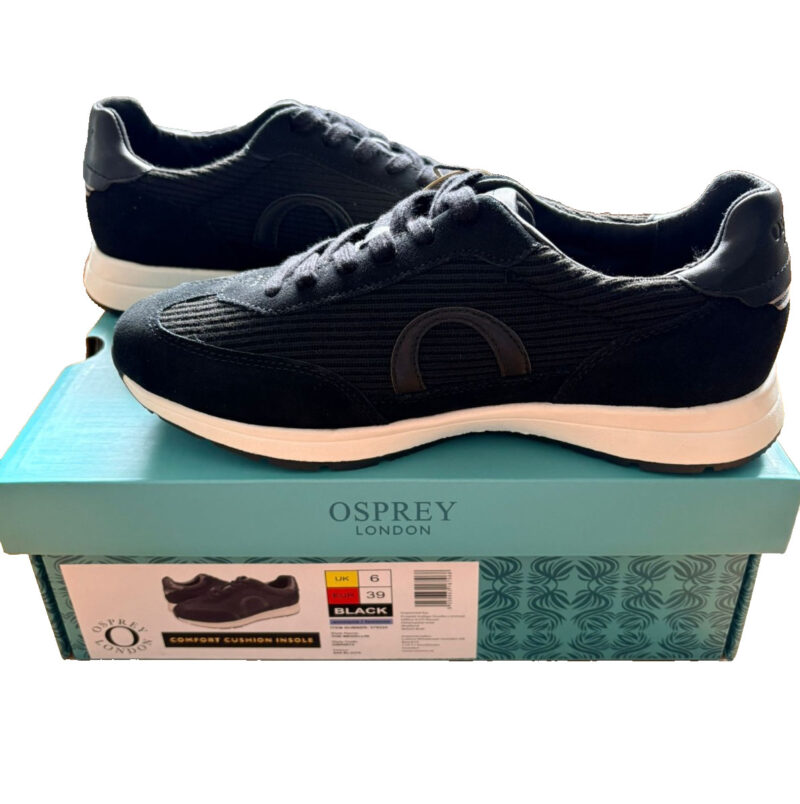 Osprey London Black Trainers UK 6 – Comfort Cushion Insole