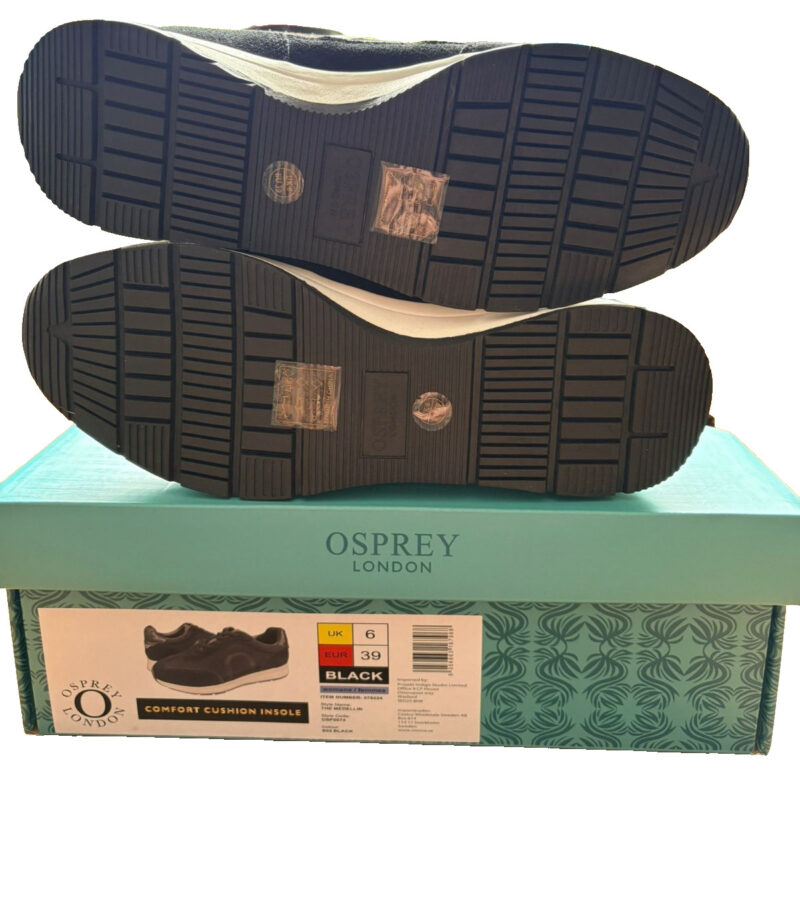 Osprey London Black Trainers UK 6 – Comfort Cushion Insole