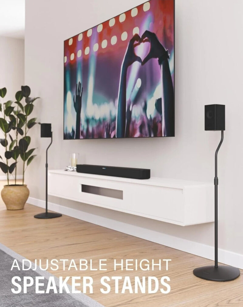 SANUS Speaker Stands Pair - Adjustable Height for Black HTBS