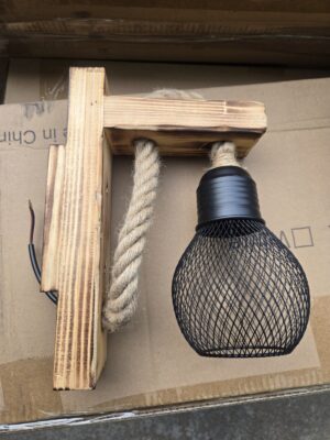 Pheashine Wooden Wall Light Indoor Industrial Wall Light Sconce Hemp Rope