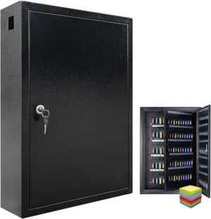 200 Key Lockable Wall Mounted Key Cabinet with Tags - Commercial / Office Key Safe Storage Box