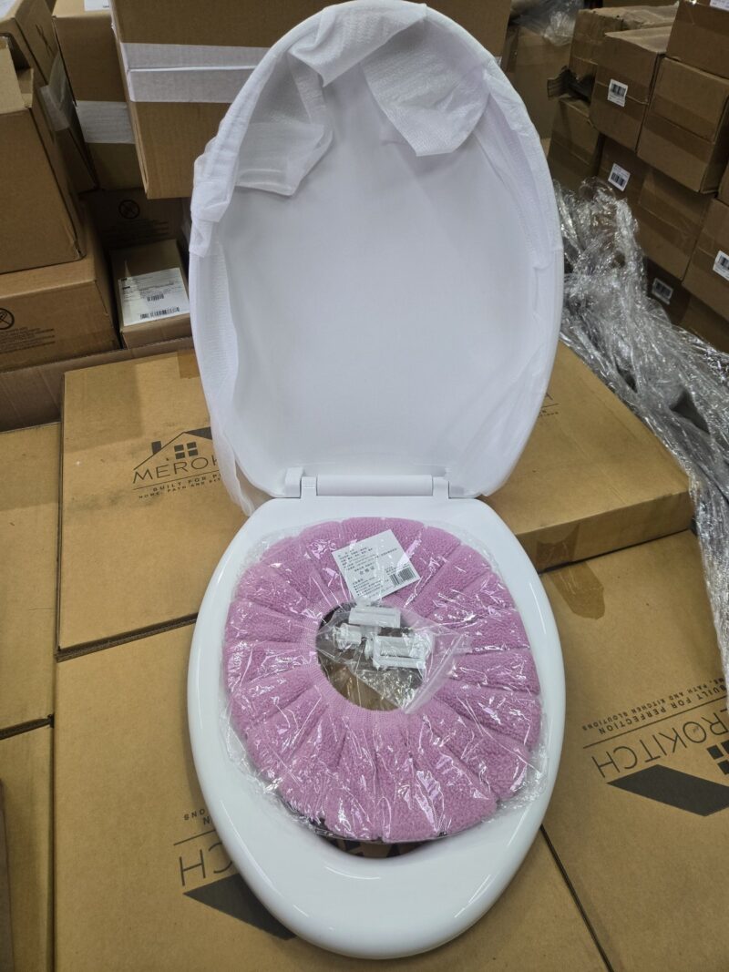 White Oval Toilet Seat with Soft Cover & Fixings Bathroom O Shape Merokitch
