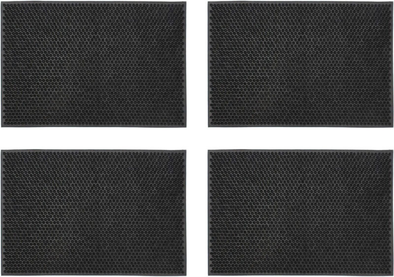 4 x JVL Condor Classic Astro Turf Look Rubber Scraper Mat Black Doormat 40 x 60cm