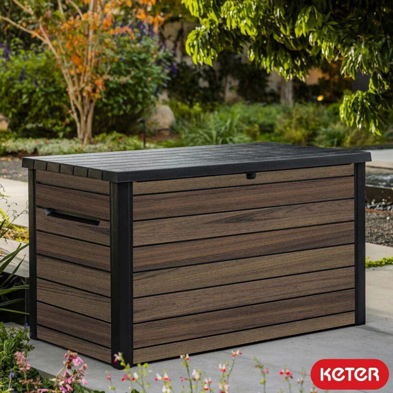 Keter Rosewood 870 Litre (230 Gallon) Deck Box with Divider Keter Rosewood 870 Litre (230 Gallon) Deck Box with Divider