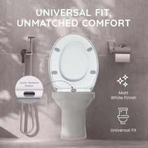 CUQOO Oval Toilet Seat, Soft Close with Quick Release Adjustable Hinges - White
