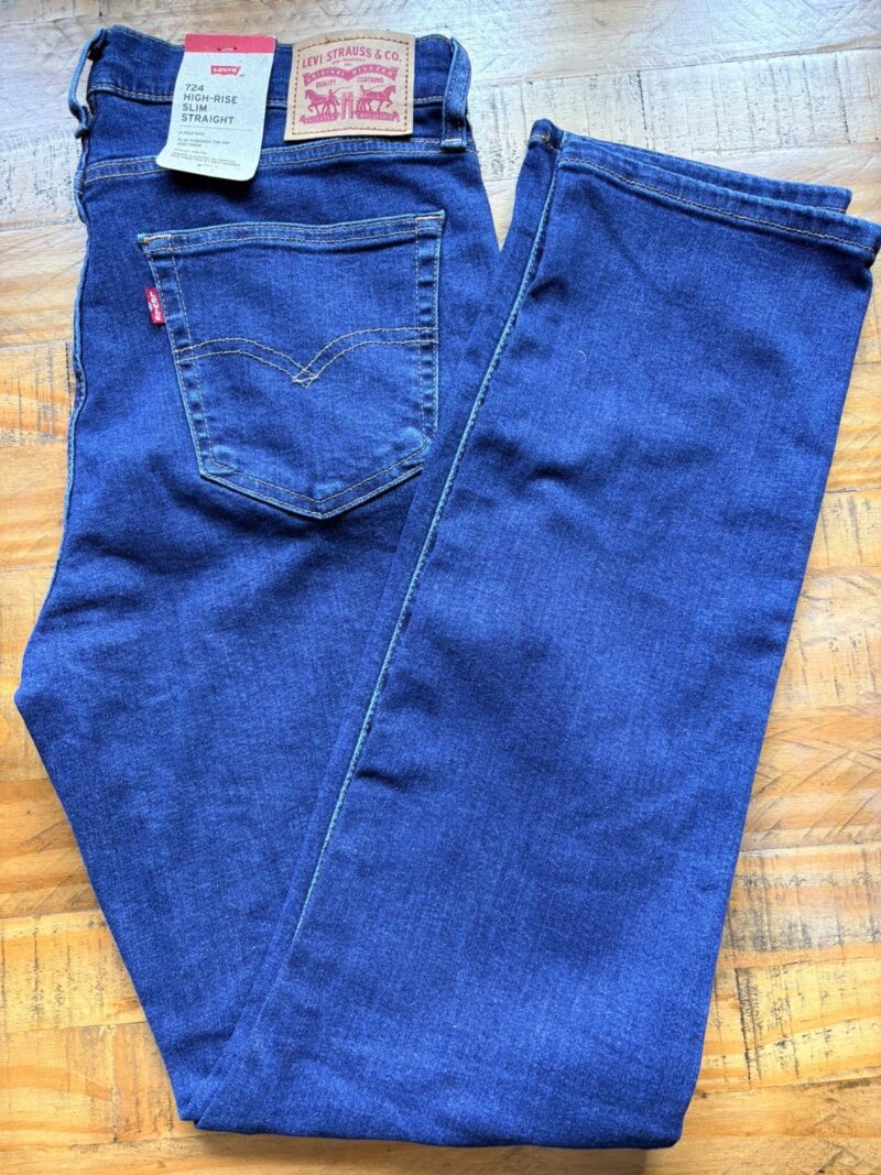 Levi's Womens 724 High Rise Slim Straight Jeans W32 L32 Blue Cotton