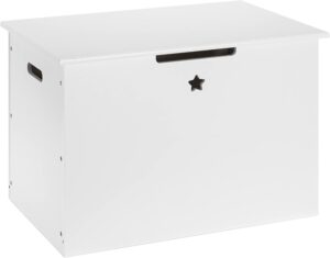 Wooden Kids Children Toy Box Storage Organizer Star Chest Bench White Lid