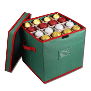 Green Christmas Bauble Storage Box Balls Ornament Foldable Storage Organizer