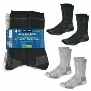 Kirkland Signature Merino Wool Blend (57%) Warm Comfy Socks, 4 Pack, Size 7-13