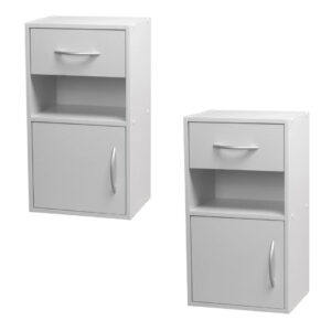 Set Of 2 Wooden Bedroom Bedside Cabinet Nightstand Side Table w/1 Door 1 Drawer