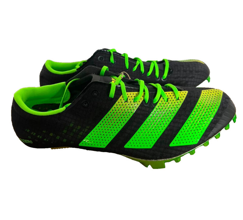 adidas Adizero Finesse Athletics Sprint Spikes Track Shoes - Black /Green UK 7.5