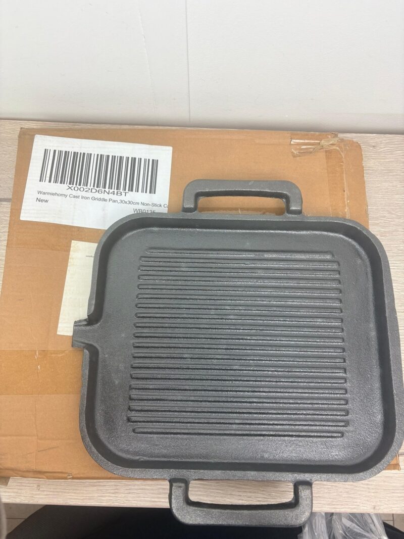 Warmiehomy Cast Iron Griddle Pan 30x30cm Square Non-Stick