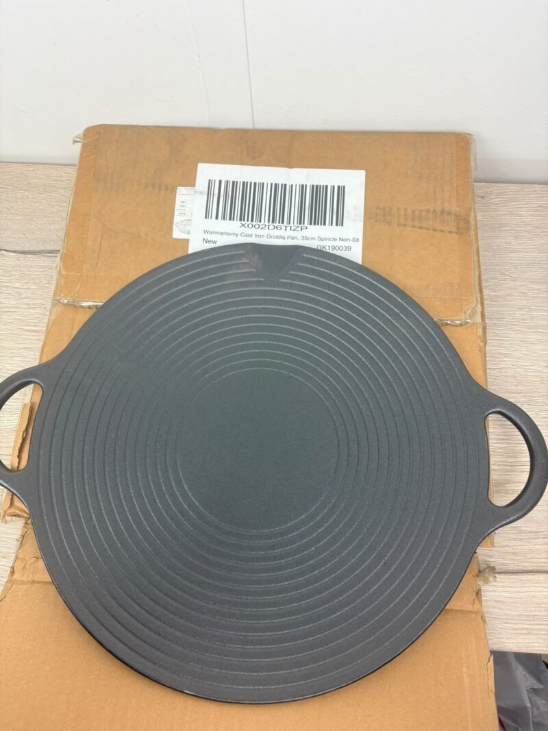 Warmiehomy Cast Iron Griddle Pan 35cm Round Spiricle