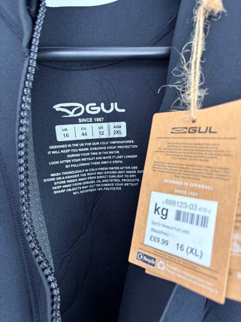 GUL Contour Ladies Full Wetsuit 3/2 Black Teal Print UK 16 XL