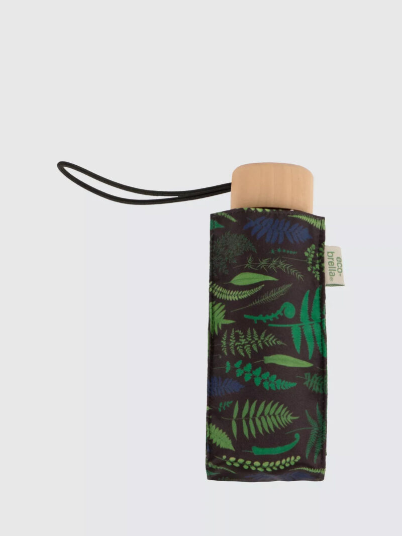 Totes Eco-Brella Compact Flat Fern Print Umbrella, Green/Multi