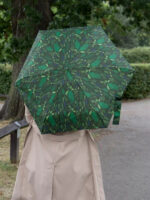 Totes Eco-Brella Compact Flat Fern Print Umbrella, Green/Multi