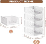 TidyIsles 8 Pack Plastic Folding Closet Stackable Storage Basket Closet White