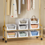 TidyIsles 8 Pack Plastic Folding Closet Stackable Storage Basket Closet White