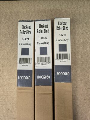 3 x 100% Blackout Fabric Window Roller Blinds 60cm & 170cm Drop Easy To Install