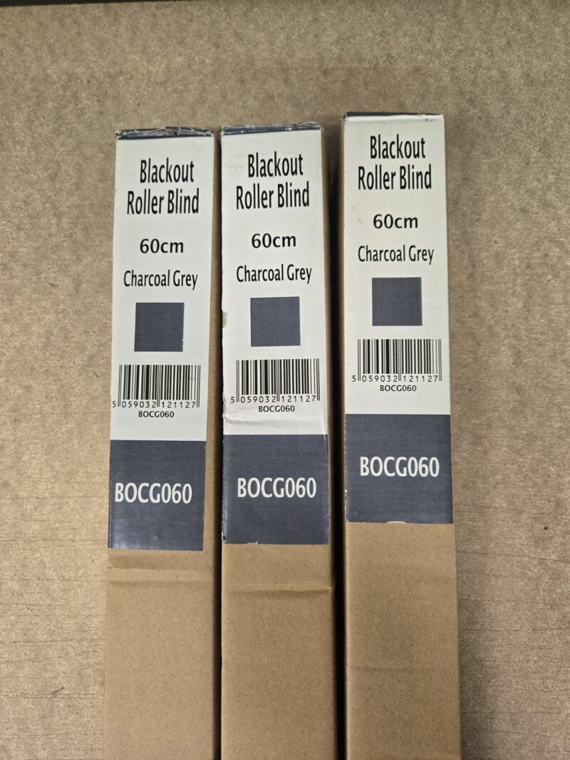 3 x 100% Blackout Fabric Window Roller Blinds 60cm & 170cm Drop Easy To Install