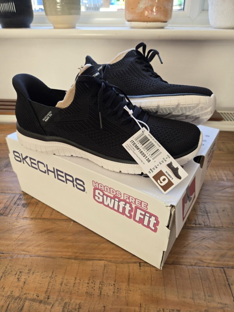 Skechers Slip Ons Trainer Women's Swift Fit Hands Free Memory Foam - Black - UK 6