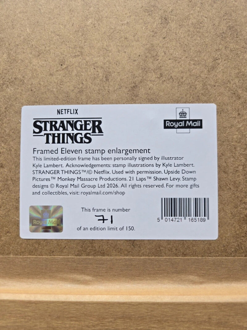 Stranger Things Signed Framed Stamp Eleven and Vecna - Royal Mail Ltd Edition